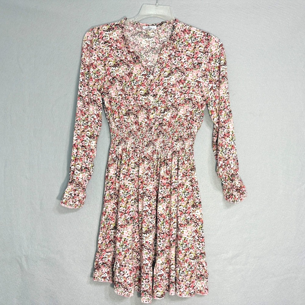 Tiramisu Floral Smocked Mini Dress Womens Size M/L Cottagecore Boho‎ Coquette